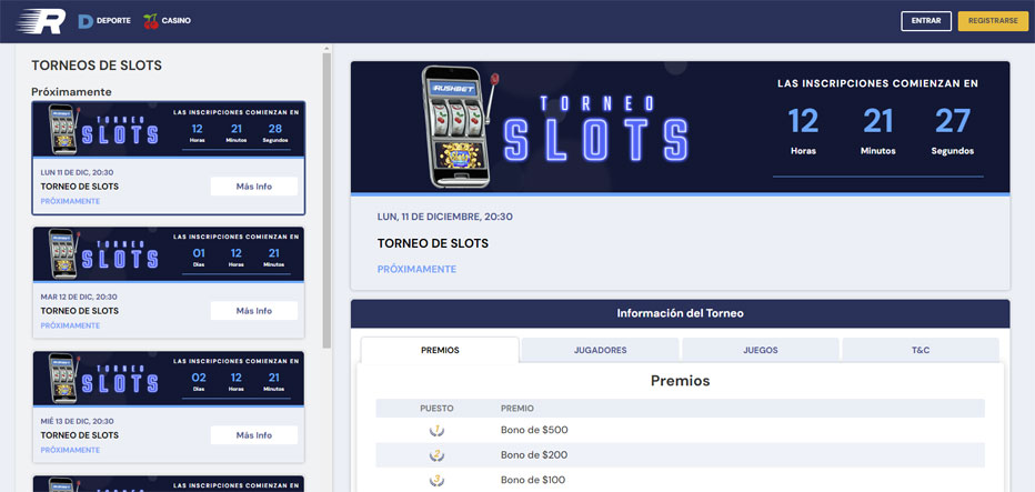 Torneo de Slots Exclusivo en Rushbet