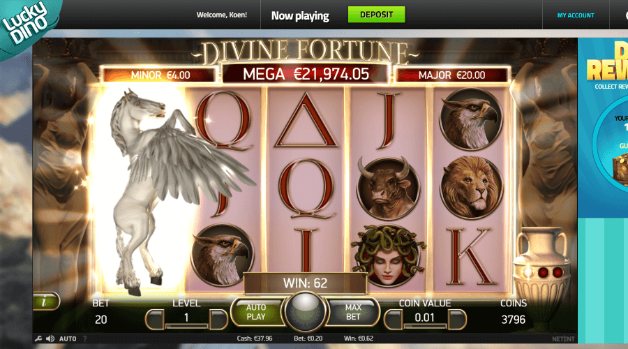 Wild on Wild feature during Netent Divine Fortune Jackpot Slot