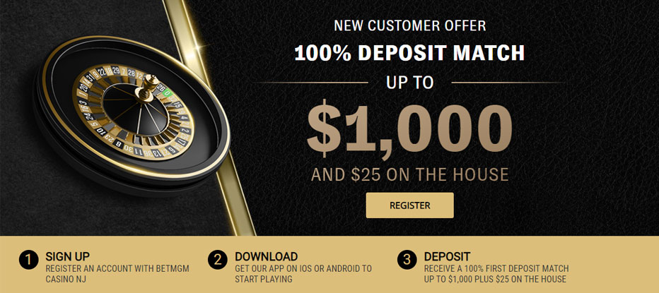BetMGM Casino Bonus - $25 Free + a $1,000 Deposit Bonus