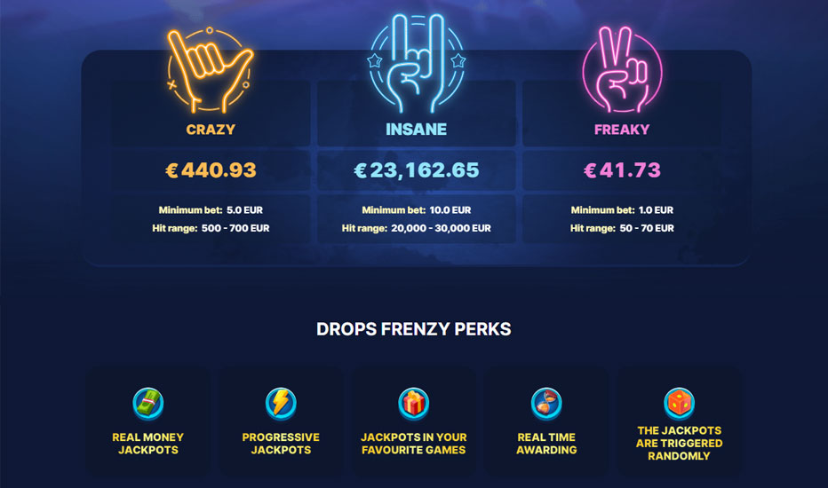 Slotwolf Drops Frenzy jackpots & perks