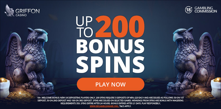 Griffon Casino Bonus UK - Claim 200 Bonus Spins