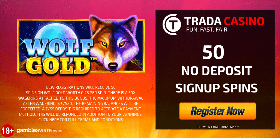 no deposit bonus trada casino canada 50 spins on wolf gold