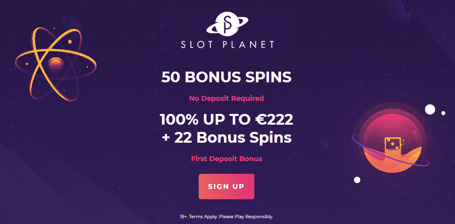 Slot Planet welcome offer - 50 free spins plus a great deposit offer