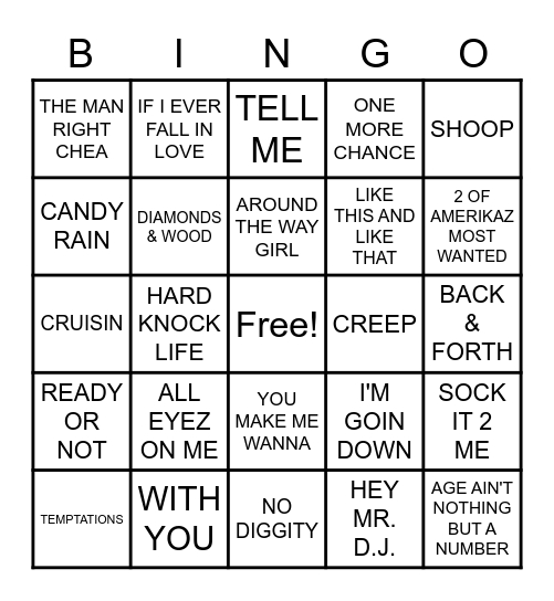 90's BINGO Card