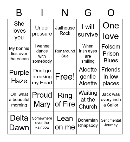 Tuesday Bingo Card