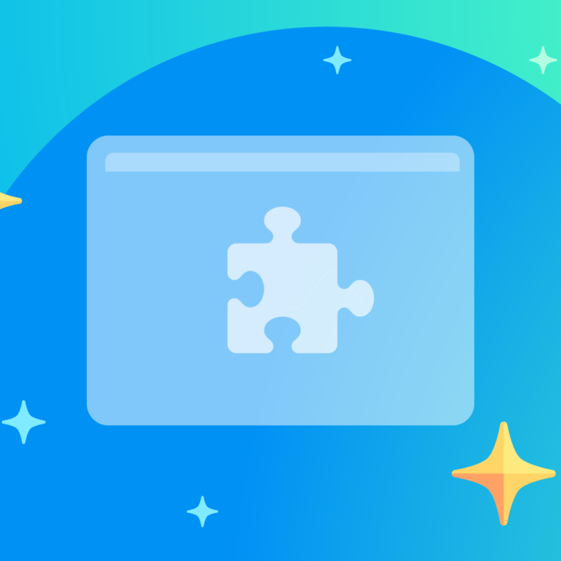 An illustration shows a puzzle piece surrounded by sparkling icons.