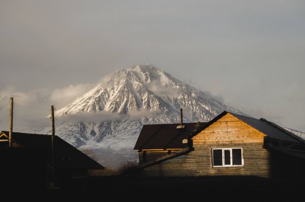 cielo, nube, montagna, la neve, costruzione, finestra