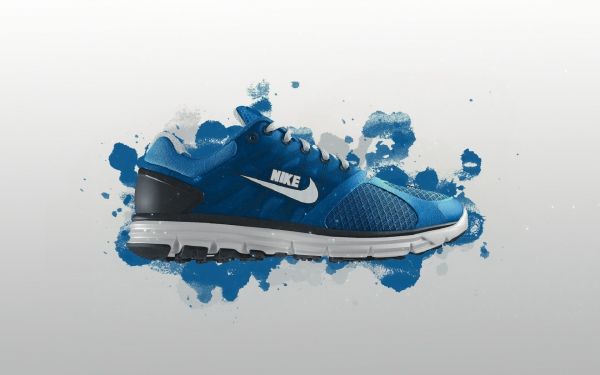 bianca, scarpe, Nike, illustrazione, blu, scarpe da ginnastica