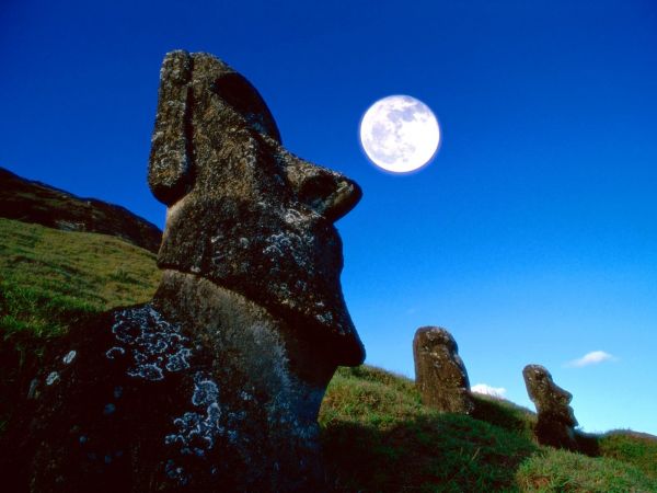 rock,neba,Krajina,Veľkonočný ostrov,Moai,terén