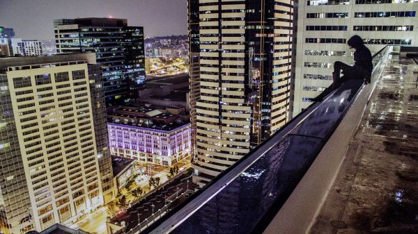 ville,Paysage urbain,nuit,Horizon,Gratte-ciel,transport