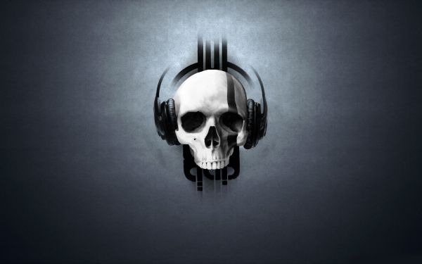 illustration, music, skull, white, black, monochrome