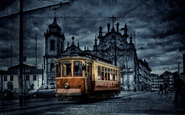 tramvaj,město,barva,HDR