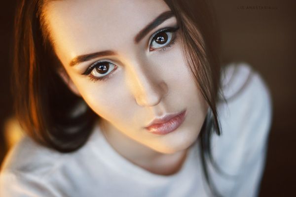 cara, blanco, mujer, modelo, retrato, gafas