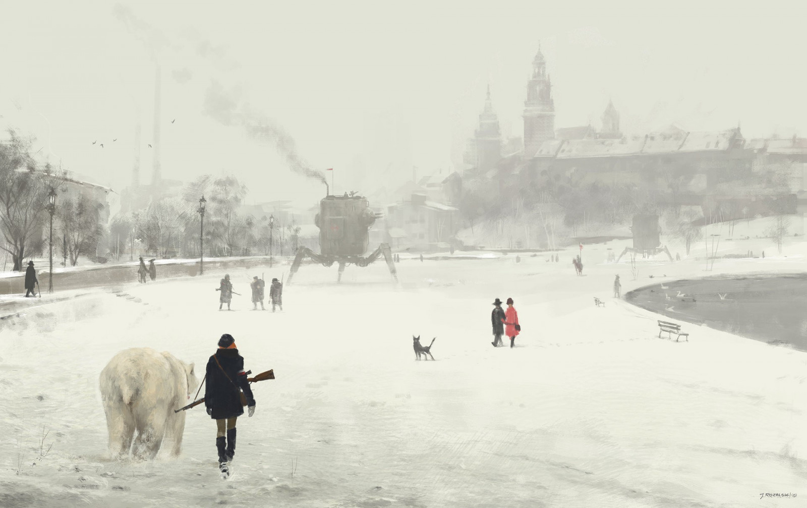 pintura, neve, inverno, gelo, frio, Steampunk, Congelando, clima, estação, nevasca, Fenômeno atmosférico, Tempestade de inverno