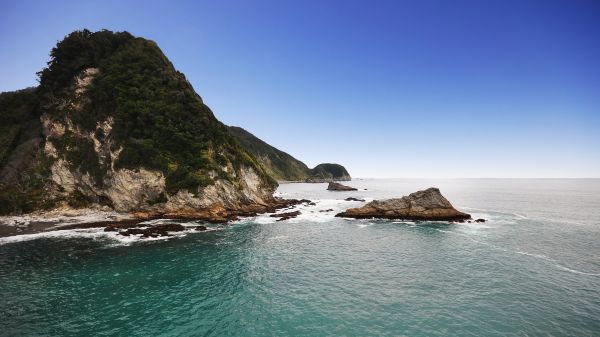 mar, bahía, agua, rock, naturaleza, montañas