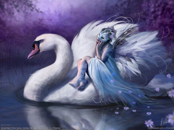 La peinture,Lac,masque,faune,cygne,mythologie