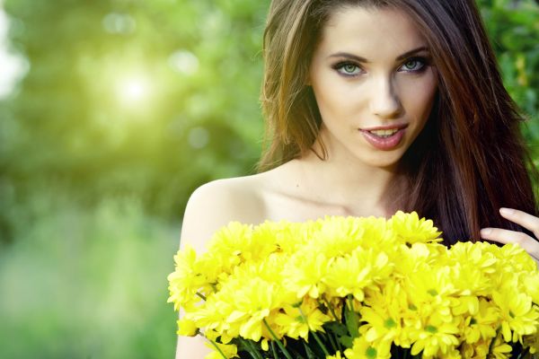 cara,modelo,retrato,fotografía,Flores,pelo largo