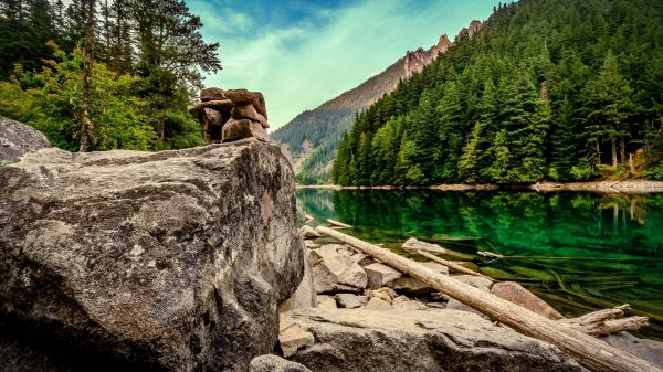 paisaje,bosque,agua,naturaleza,lago,rock