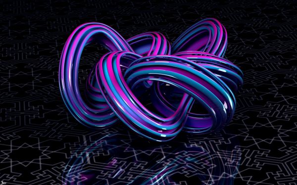 ilustrace, neon, abstraktní, spirála, 3D, nachový