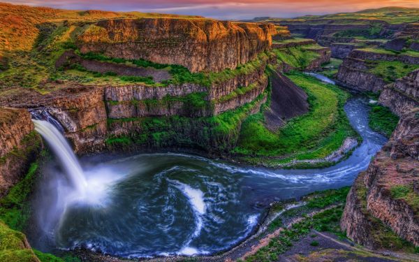 landschap, waterval, rivier-, Nationaal Park, stroom, plateau