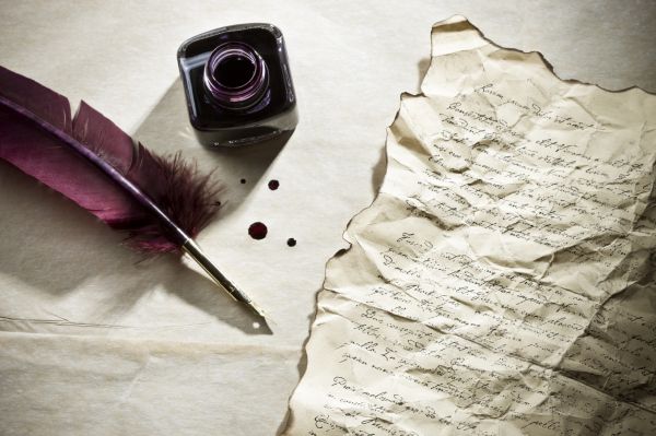 lettre,Stylo,encre,rose,ambiance,plume