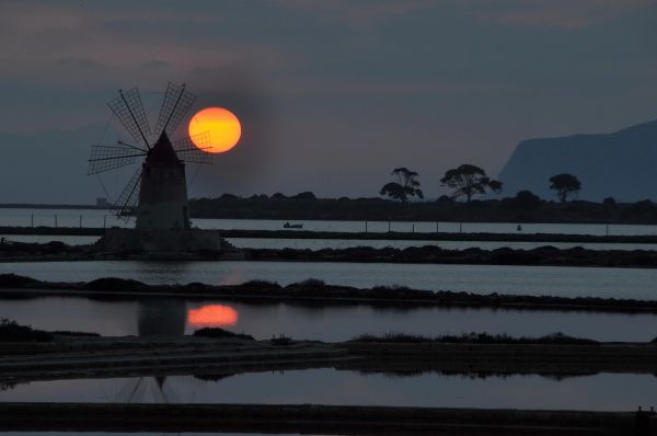 paisaje,puesta de sol,mar,reflexión,vehículo,amanecer