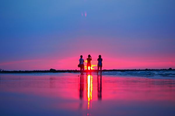 panorama,Pôr do sol,mar,reflexão,de praia,nascer do sol