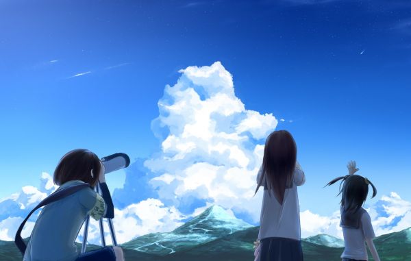 luz de sol,Anime,cielo,azul,viento,horizonte