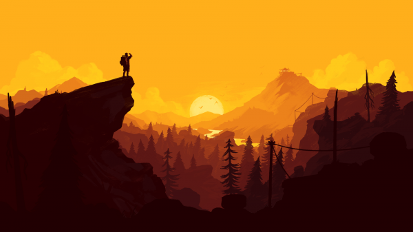 ilustración,puesta de sol,amanecer,Firewatch,Olly Moss,oscuridad