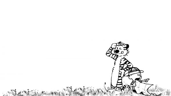 výkres, kresba tužkou, kreslená pohádka, Calvin a Hobbes, čára, skica