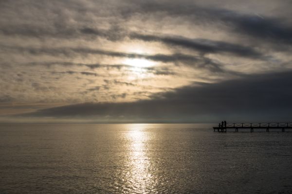 luce del sole,tramonto,mare,baia,puntellare,riflessione