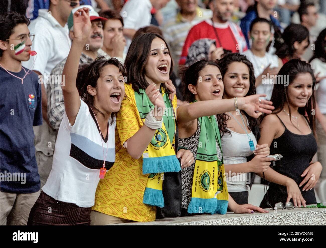 Young women in the stadium Stock Photo