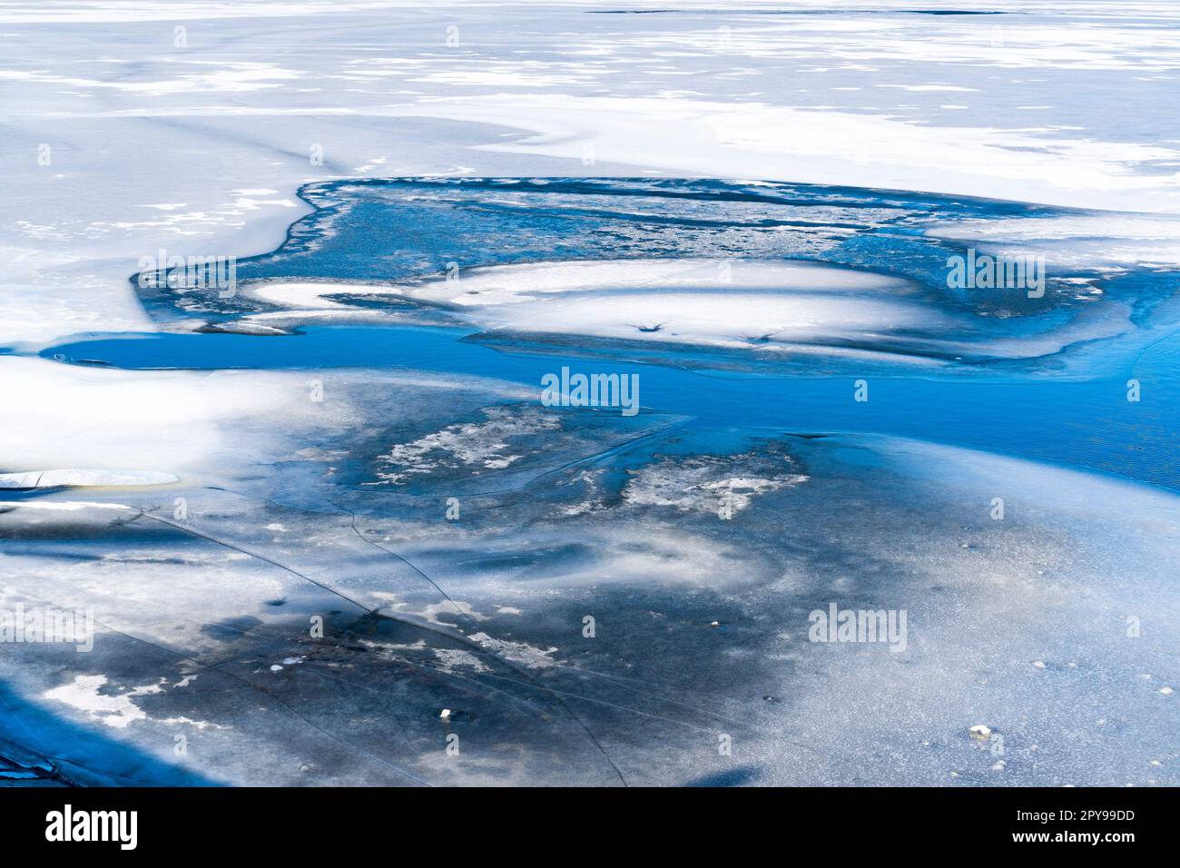 Lake with broken ice Stock Photo