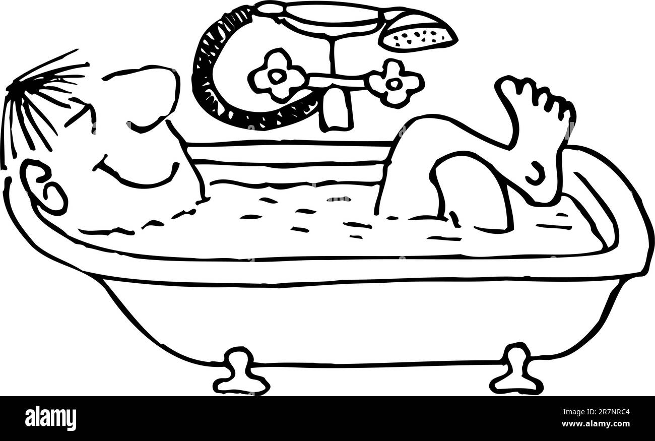 Happy man in the bath Stock Vector