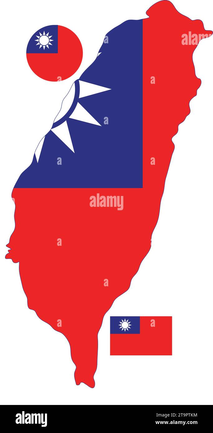 Taiwan Map and Flag Stock Vector