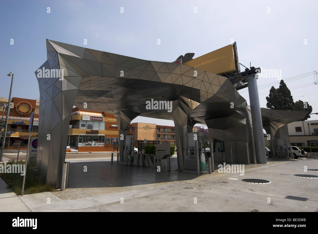 Green gas station Stock Photo