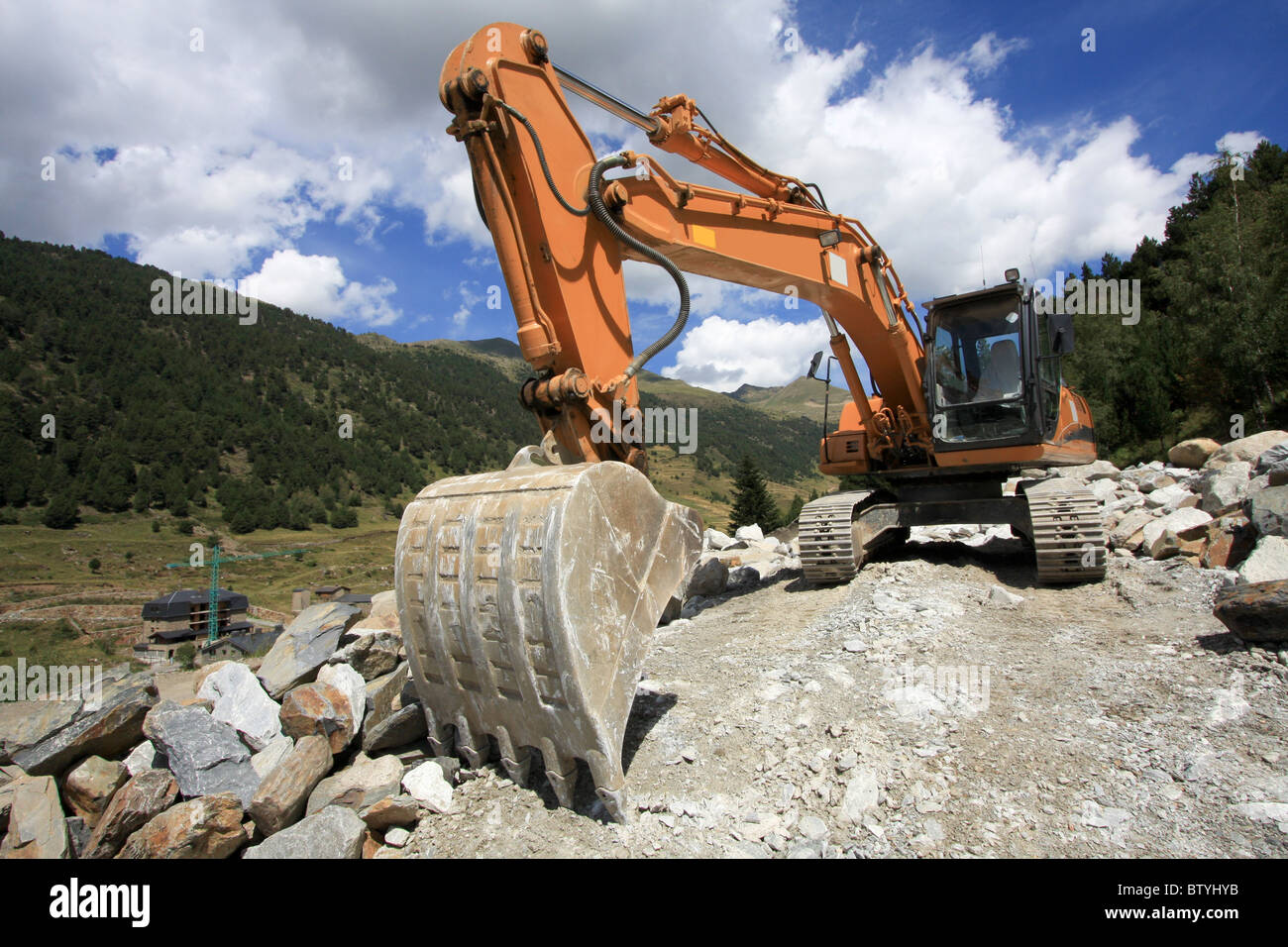 Excavator - Road Construction Stock Photo