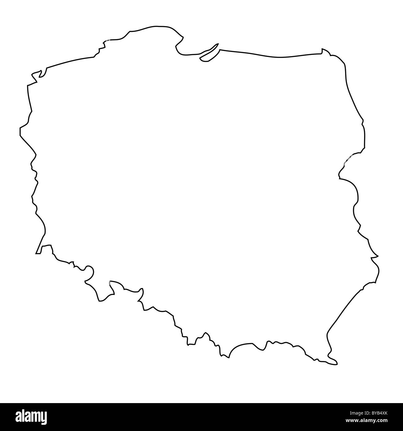 Outline, map of Poland Stock Photo