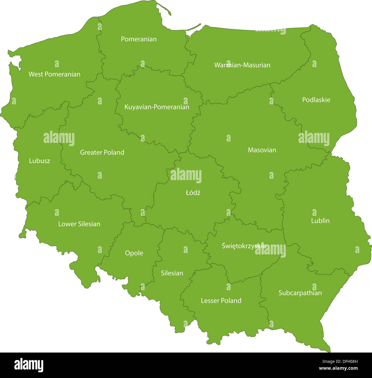 Green Poland map Stock Photo