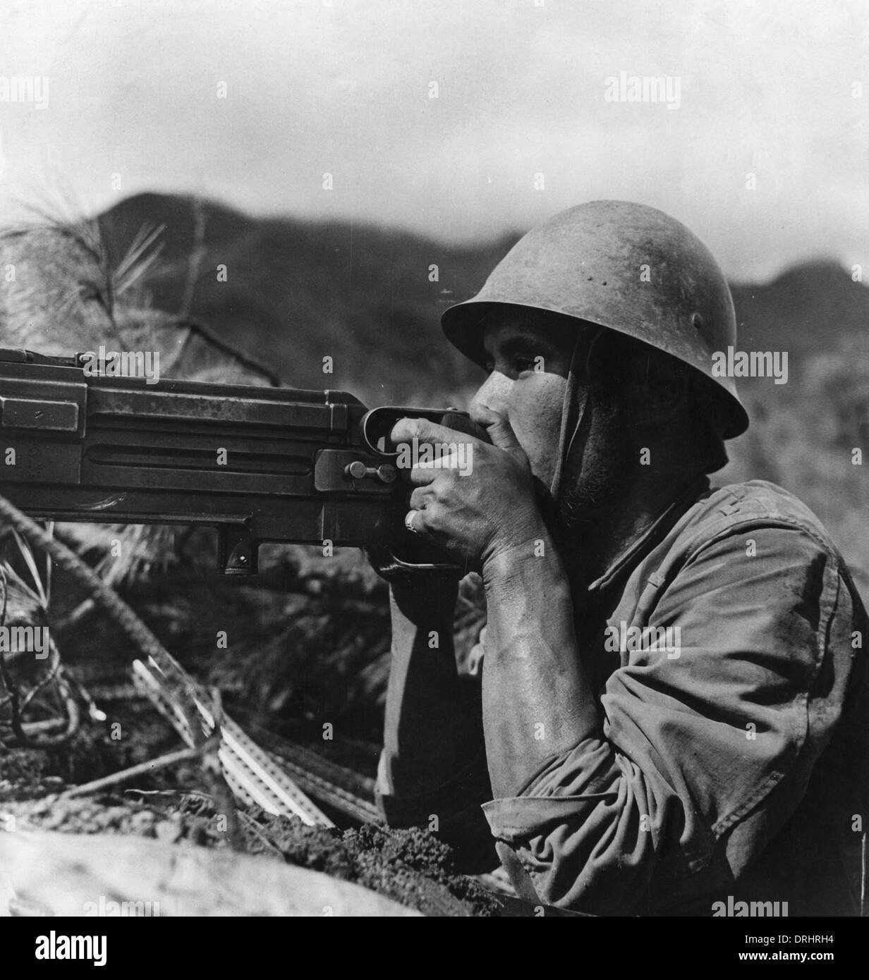 Japanese Machine Gunner Stock Photo