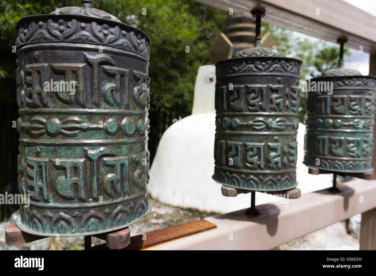 Buddhist prayer wheels Stock Photo