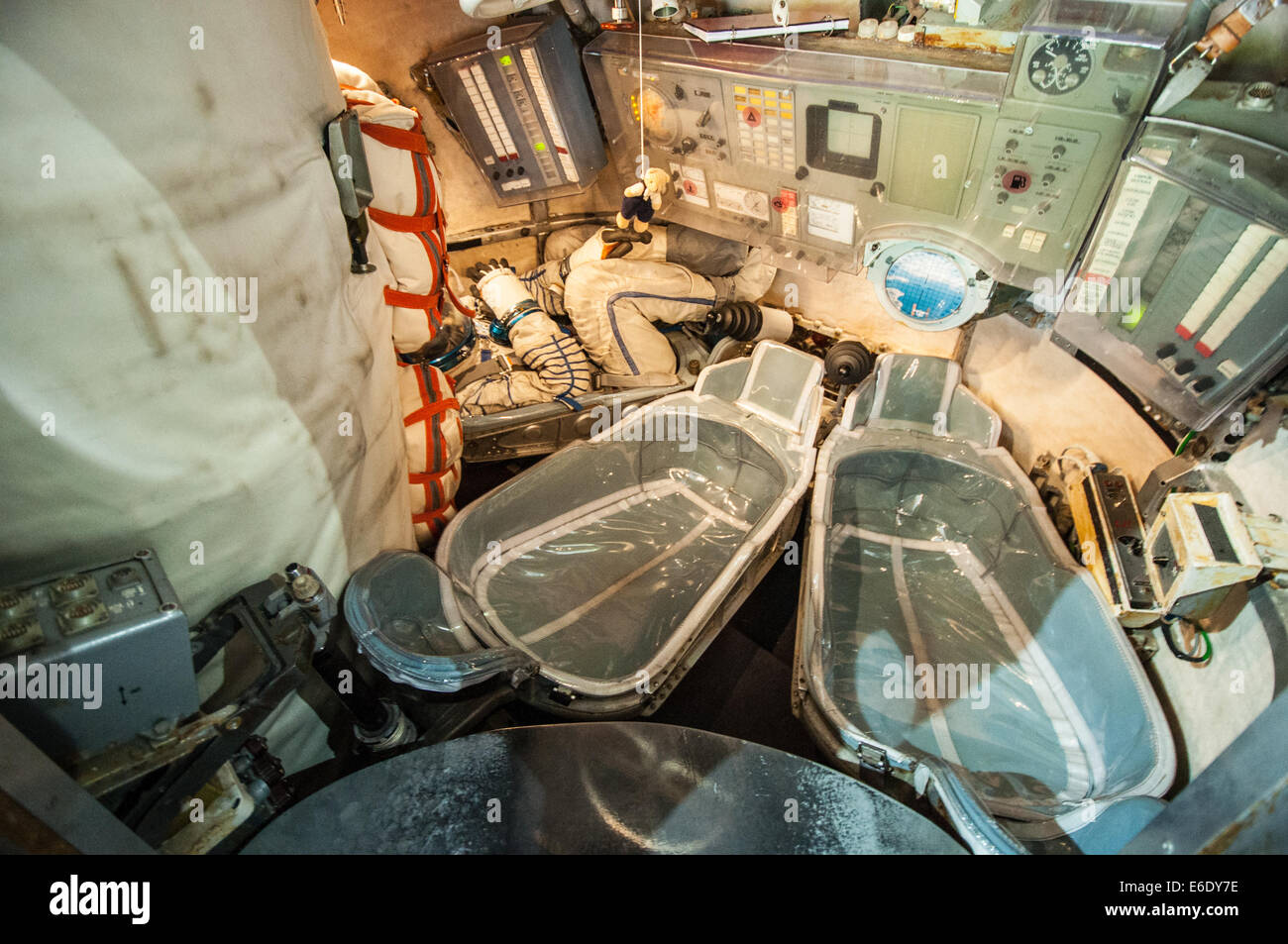 Inside Soyuz reentry module Stock Photo