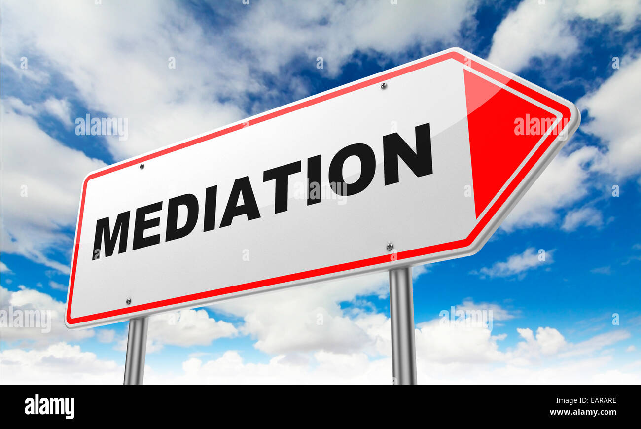 Mediation on Red Road Sign. Stock Photo