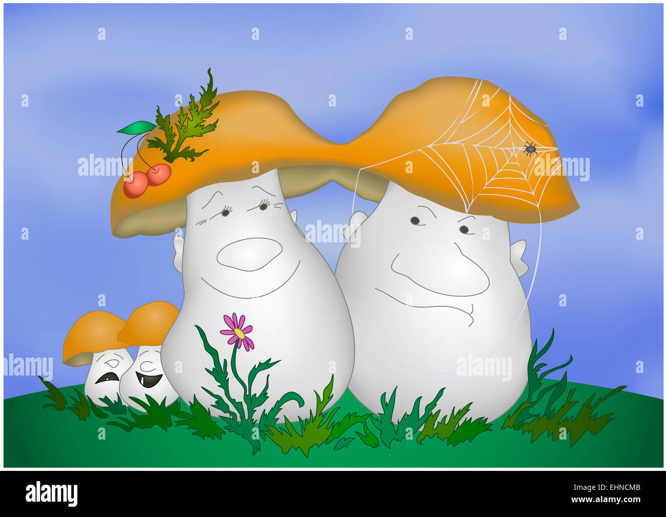 Cartoon, mushrooms Stock Photo