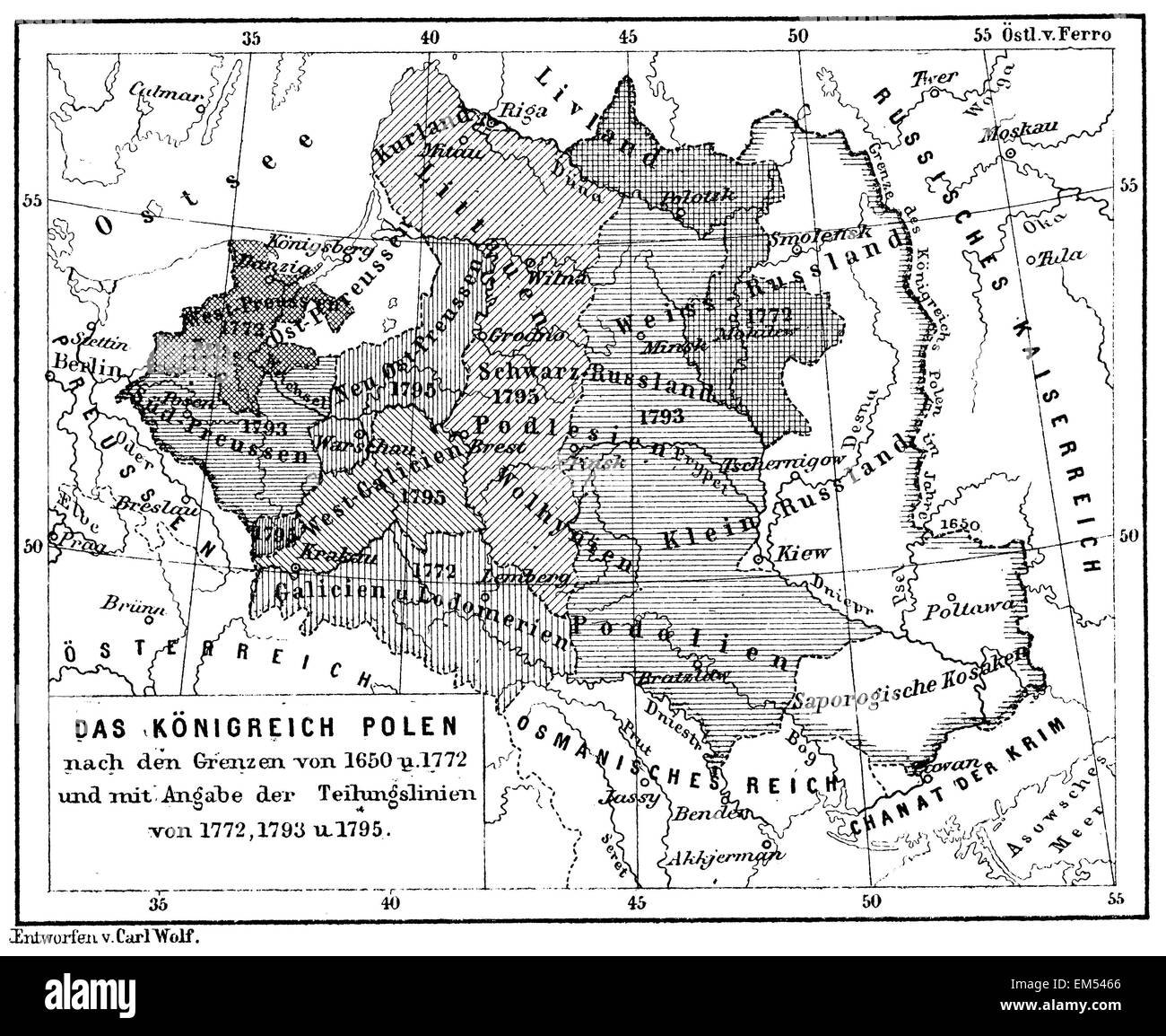 Kingdom of Poland : Map Stock Photo