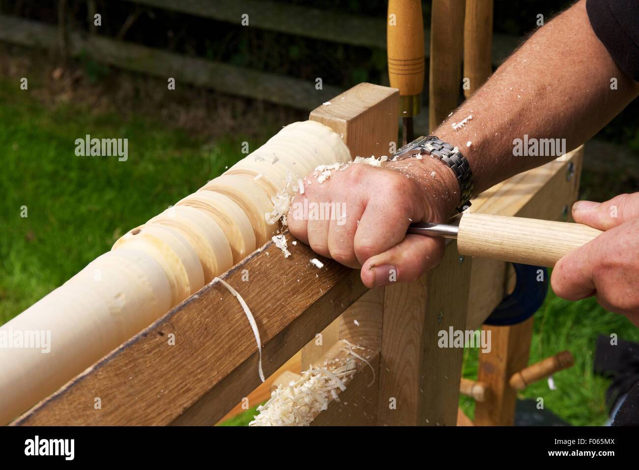 A Bodger Bodging Stock Photo