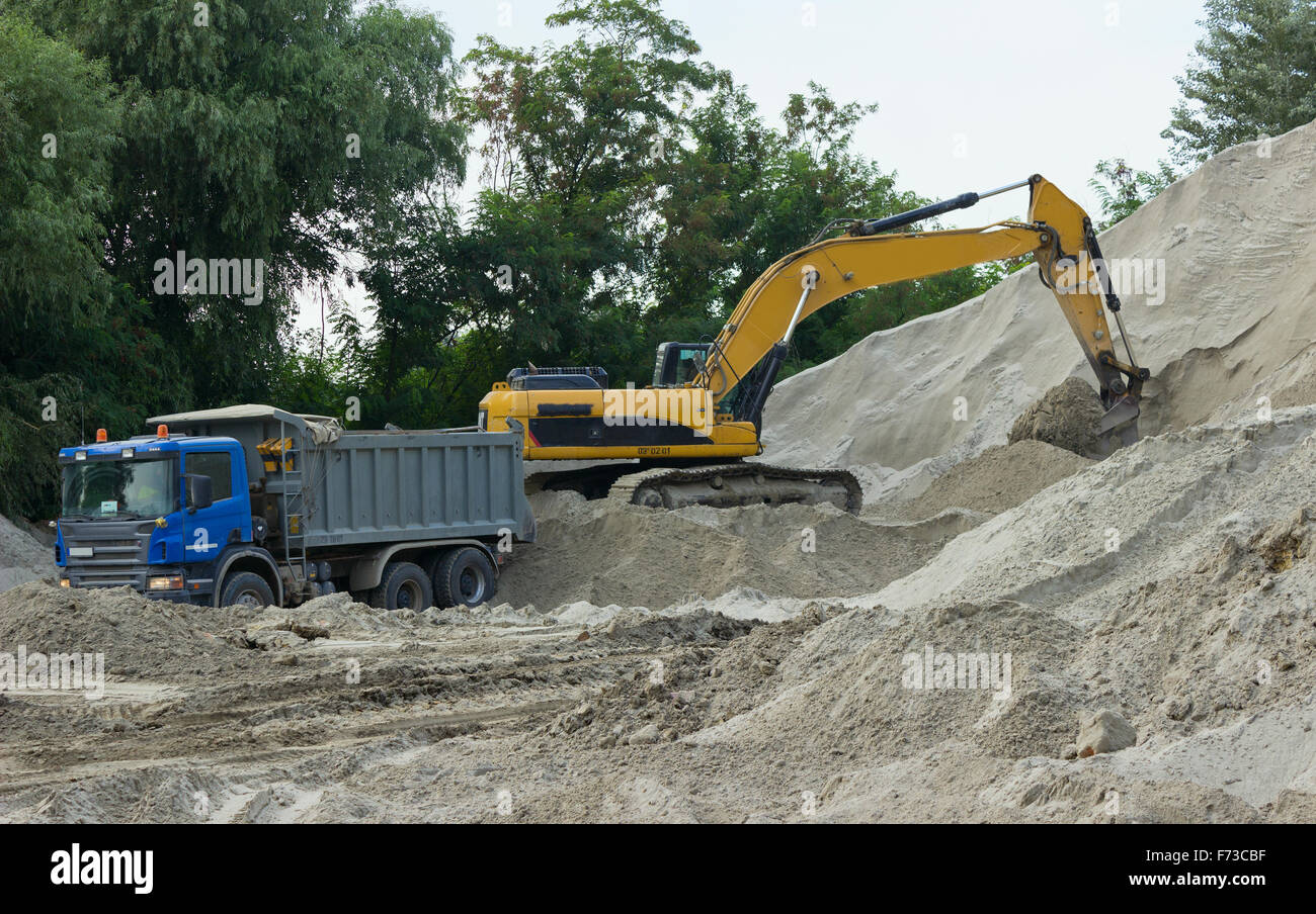 Excavator at work Stock Photo