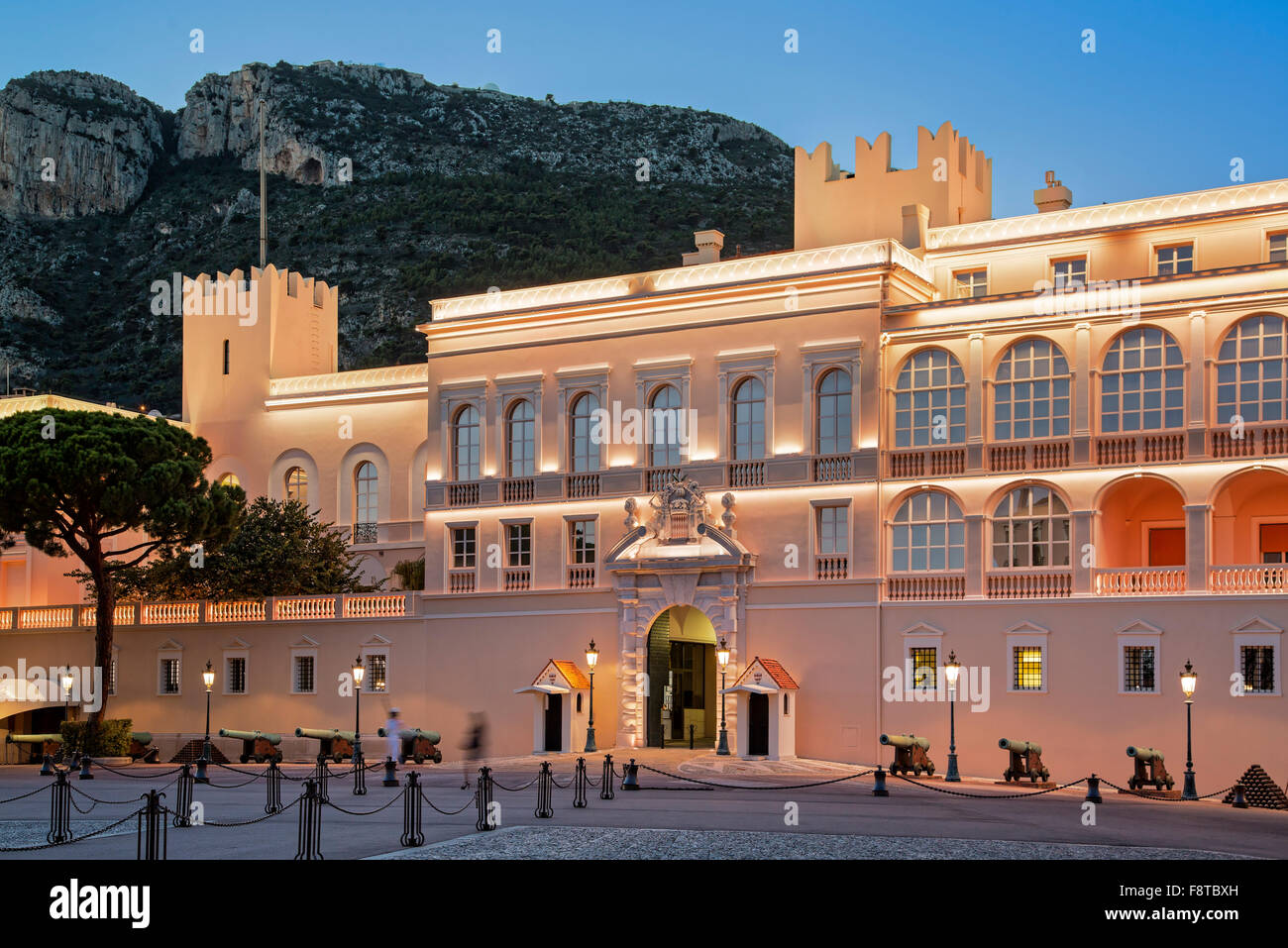 Monaco, Royal Palace at dusk Stock Photo