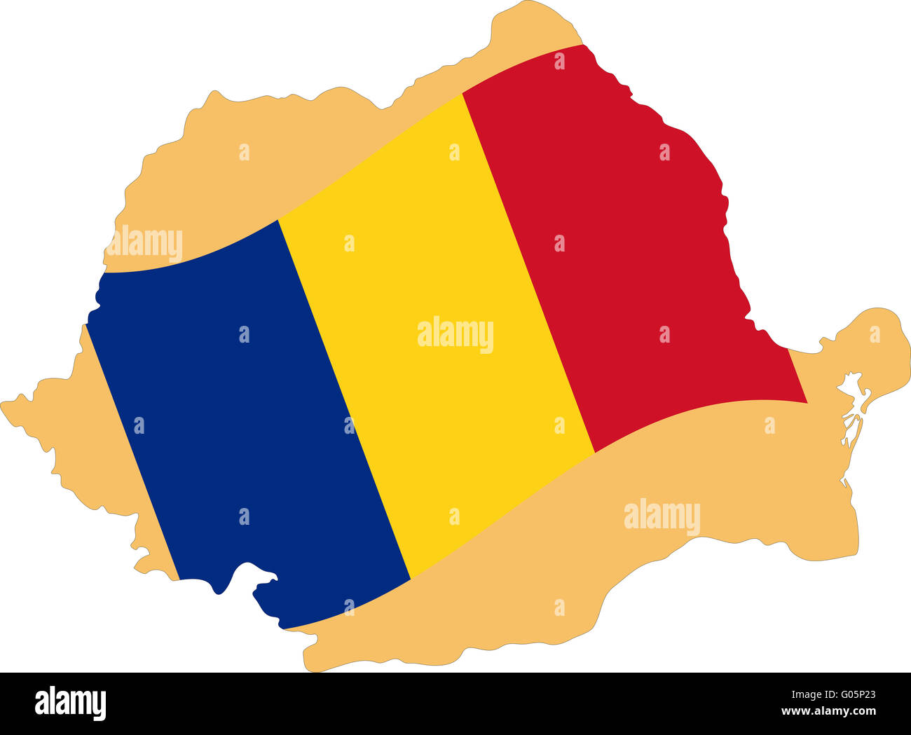 Map and Flag of Romania Stock Photo