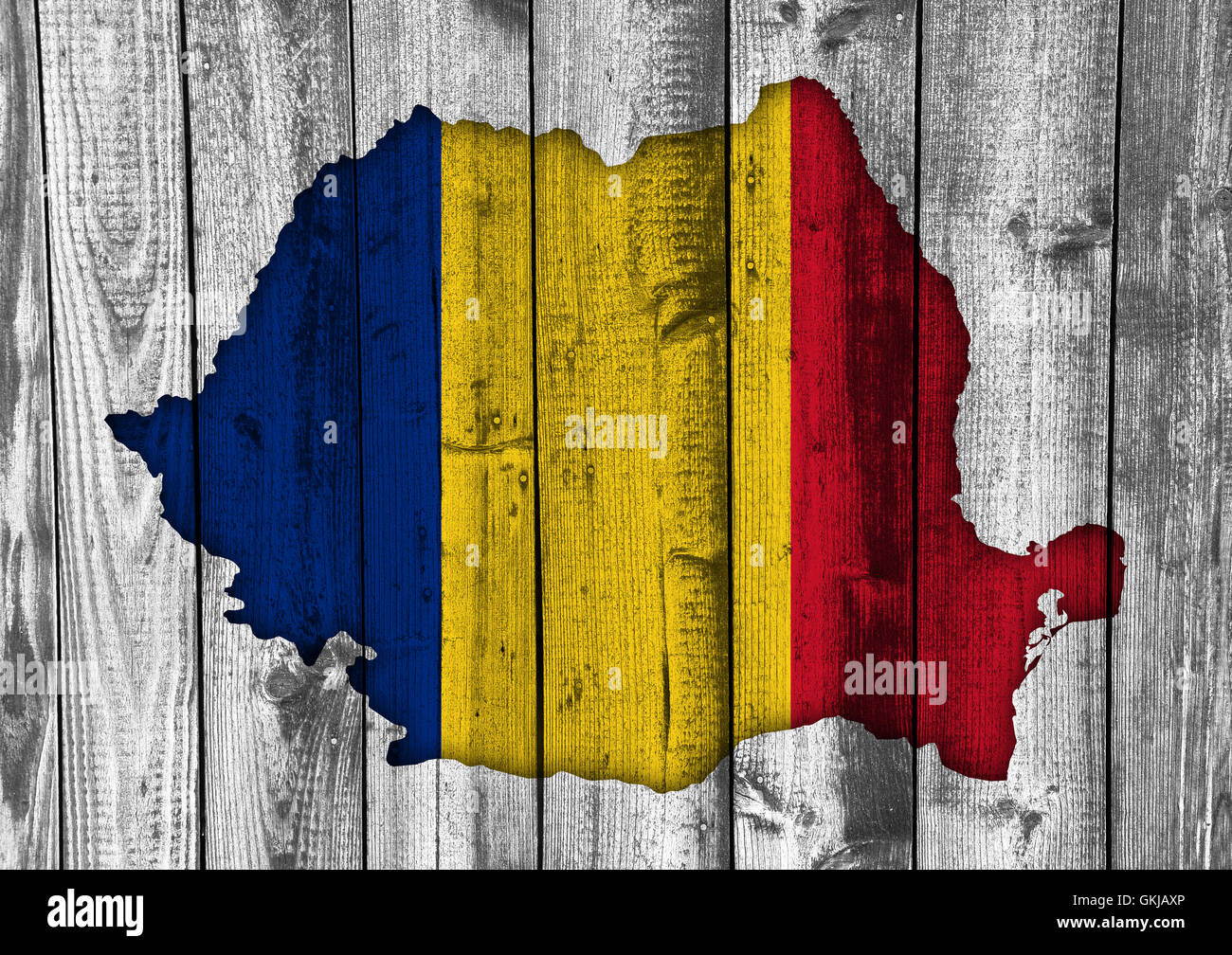 Map and flag of Romania Stock Photo